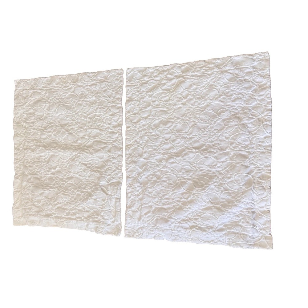 Pottery‎ Barn Ambrosia Matelasse Sham Pair Standard Pillow IVORY Floral Quilted